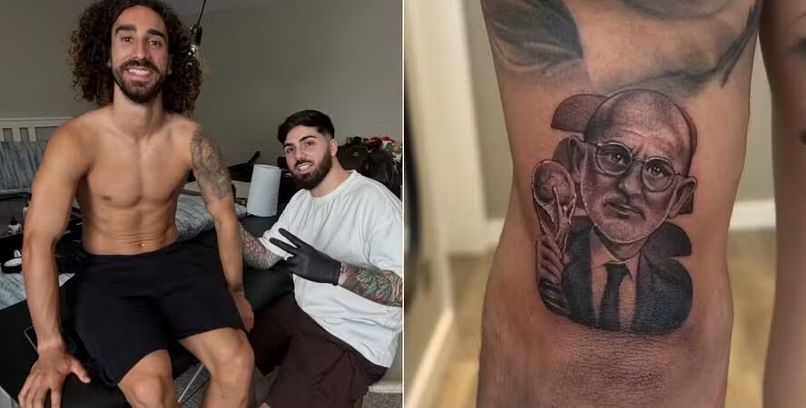 Cucurella cumpre promessa inusitada e tatua rosto do técnico da Espanha após título mundial